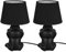 etc-shop Tischlampe Nachttischleuchte Affe Keramik schwarz Beistellleuchte Affe Stoffschirm, Schnurschalter, 1x E14 Fassung, DxH 17x27 cm, 2er Set