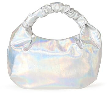 The Drop Damen Addison Soft Volume Tasche mit Tragegriff Oben, Silber schillernd, Einheitsgröße