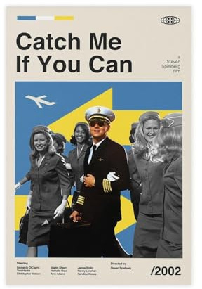 MAHWER Filmposter mit Aufschrift Catch Me If You Can, Schlafzimmer, Dekoration, Sport, Landschaft, Büro, Raumdekoration, Geschenk, ungerahmt, 30 x 45 cm