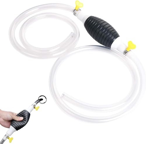 Pompe Manuelle, Pompe de Siphon à Main, Pompe Manuelle Transfert de Liquide, Pompe Essence de Transfert de Portable Manuel, avec 2m de Tuyau de Pression de Tube, pour Essence, Carburant, L'eau