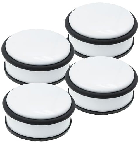 HRB Türstopper Edelstahl weiß 4 Stück massiv - Schwerer Türstopper Boden mit modernen Design, Door Stopper versehen mit Gummiring zum Schutz der Türen