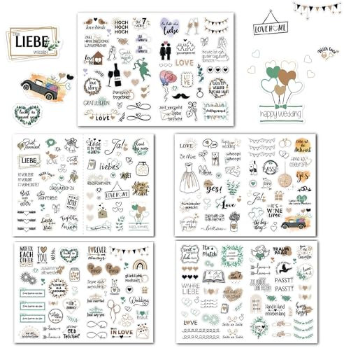 TERJBG 5 Seiten Mit 266 Rosa Geblümtem Hochzeit-Gästebuch-Sticker, Stickerblatt Für Gästebuch Oder Fotoalbum, Papper/Karton, Art Deco, Indoor, Hochzeit