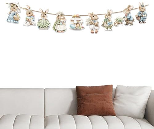 Teksome Osterhasen-Banner, Vintage-Osterbanner | Frohe Ostern-Kaninchen-Bannerdekorationen | Heimdekoration für Frühlingsmotto-Partyzubehör für die Feierwand