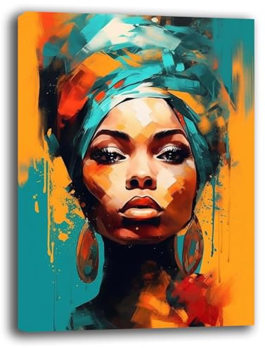 Quadro Moderno Donna giallo azzurro Quadri moderni soggiorno da Parete XXL grande Stampa su tela Canvas Decorazione Murale muro Arredo Camera da letto Cucina (5, 30x40 cm)