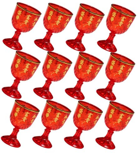 DOITOOL 12 Pezzi Calice Bicchiere Di Vino Per Matrimonio Calici Di Vino Rosso Coppa Per Bere A Tema Vecchio Stile Di Vino Per Feste Flauti Sposa Festivo Plastica Forniture