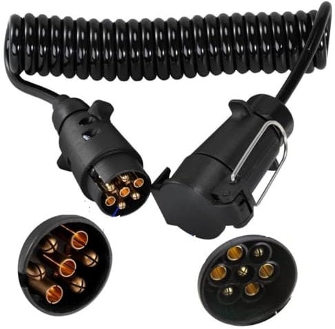 HOVIN Adattatore per Rimorchio da 7 a 7 Pin,Cavo di Prolunga per Rimorchio 2M,Adattatore per Cavo per Rimorchio,Cavo Adattatore a Spirale per Auto,Roulotte,Camper