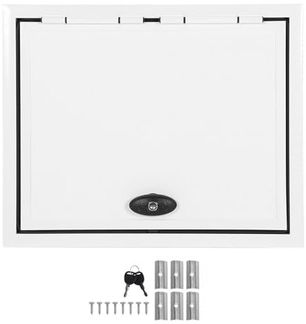 JOROBURO 20 X 12in RV Baggage Door with Safety Lock, Aluminum Alloy Frame RV Compartment Door Latch, 120 Deg Opening UV Resistant Baggage Door for Campers Caravans