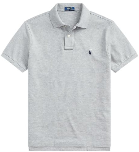 POLO RALPH LAUREN Herren-Poloshirt, schmale Passform, ikonisches Netzgewebe, Ralph Lauren Grey Heather, XL