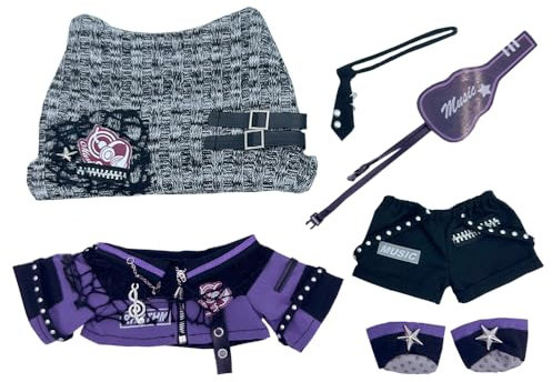 niannyyhouse Plush Doll Clothes Hat Jacket Pants Tie Shoes Accessories Purple Outfit 8 Plush Toy 8