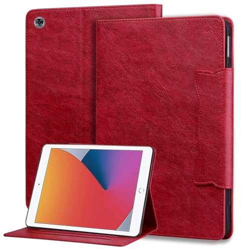 Bxithnr Custodia per Huawei Mediapad M5 Lite/C5 10.1 Pollici 2018, Ultra sottile Cover con Auto Svegliati/Sonno Fibbia per Orecchie di Gatto, Rosso