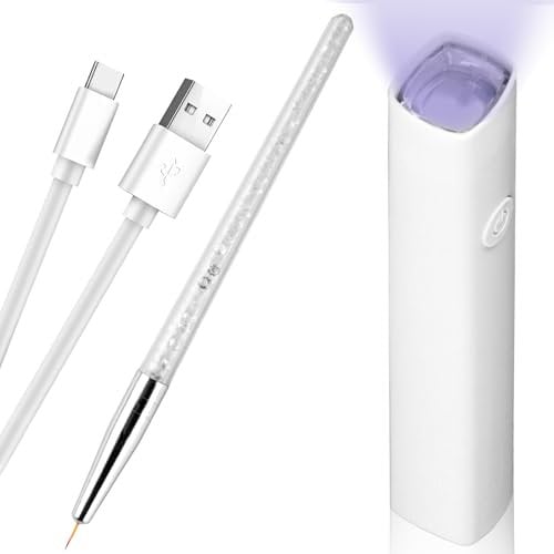 Mini UV Lamps for Gel Nails, Protect Skin Gel LED Nail Lamp Rechargeable USB UV Light Flash Cure Nail Dryer Curing Gel Polishes Nail Glue Stickers Glitter Nail Art with Nail Art Pen, Gift for Women