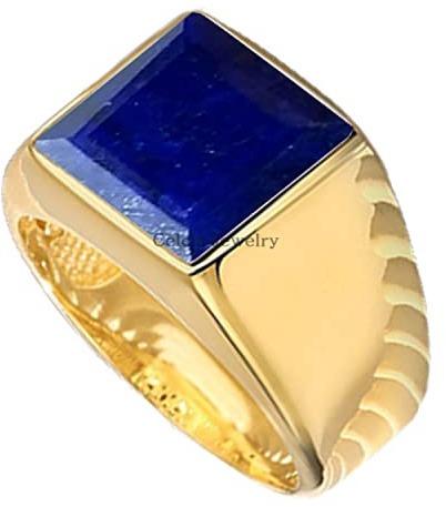 18K Yellow Gold Plated Solid 925 Sterling Silver Ring for Men, Genuine Abalone Shell Square 12MM Gemstone Signet Ring, Unique Handcrafted Jewelry