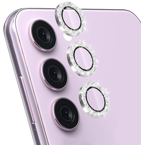 Bzzerumy Pellicola protettiva per fotocamera per Samsung Galaxy A55 5G, vetro temperato, accessorio in vetro di protezione antigraffio per Samsung Galaxy A55 5G, design colorato (argento lucido)