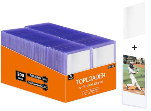 400Pcs Top Loaders für Karten (200Pcs Hartplastikkartenhalter & 200Pcs Penny Kartenhüllen) 3„ x 4“, Kartenschutzhüllen für Baseball Football Sportkarten, Standard Trading Cards