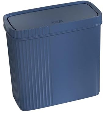 KESOTO Slim Kitchen Trash Can with Lid, Lightweight Waste Bin for College Dorms, Garbage Container Bin 28x13x27cm, Blue