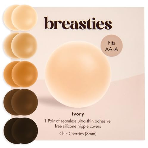 Breasties Grippies Reusable Silicone Nipple Covers, Adhesive Free Nipple Pasties, No Show Nippies, Breast Petals with Travel Case | Latte, AA-A Cups