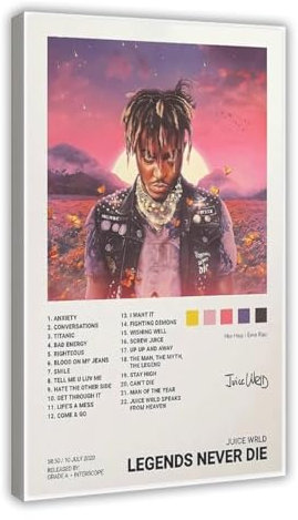 LLINJR Juice Wrld Poster (5) Canvas Poster Bedroom Decor Landscape Office Room Decor Gift 08x12inch(20x30cm)