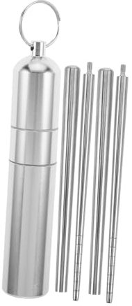 Ciieeo 1 Juego Palillos Plegables Utensilios Para Acampar Palillos Reutilizables Palillos Japoneses Palillos Con Estuche Palillos De Merienda Utensilios Portátiles Silver 304 2 Pares