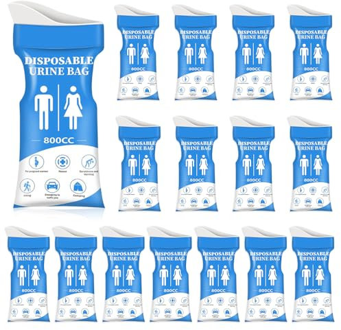 Aoreun Sacchetti per Urina, 16 Pezzi Sacco Urina Monouso 800ml, Assorbenti Portatile Sacchetti Urine Vomito per Viaggi Emergenza, Orinatoi Pipì WC Borse per Donne, Uomini, Bambini
