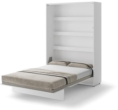 Friderik Bed Concept BC-01 Wandklappbett Vertikal Schrankbett mit Matratze, 140x200 cm (Weiß)