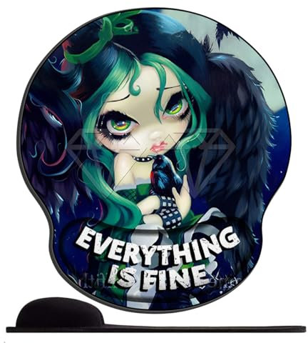 Mauspad mit Handauflage Cartoon Anime Gothic Engel Mädchen Mousepad Ergonomische Gelkissen Mouse Mat Katze Handgelenkauflage für Alle Maus Offfice Heim Computer Laptop