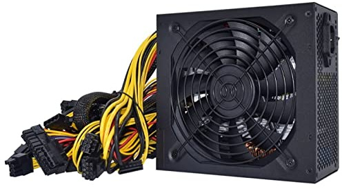 HKIDKK BTC Mining-Netzteil, 1800 W, 2000 W, 2400 W, PSU 160 V-240 V, ATX 8 GPU, Grafikkarte, unterstützt ETH Ethere Bitcoin Miner Rig (110–220 V, 2400 W US)