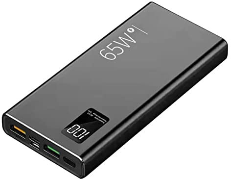 Carga rápida Power Bank, 65W, PD 20W QC3.0 Fast Pack con LED, Cargador de Alimentación de Celda, 20000mAh