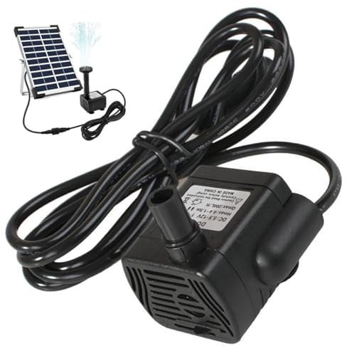 Mini pompa per fontana solare, ricambio per fontana solare, con filo da 1,5 m e base a ventosa, design per acquari, laghetti, acquari, acquari, patio, giardino (DC5,5 V ~ 12 V)