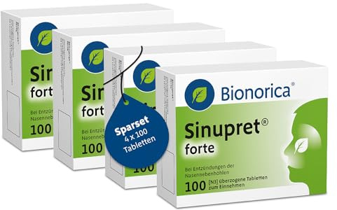 Sinupret forte im Sparset 4x100Stück – 5-Pflanzenkombination bei chronischer Nasennebenhöhlenentzündung. Löst den Schleim, öffnet die Nase und befreit den Kopf