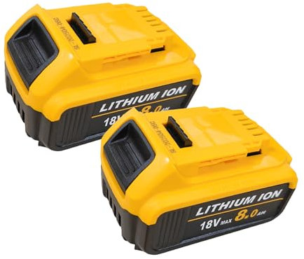2 Pack 18V 8.0Ah Lithium Battery replacement battery for dewalt DCB184 DCB200 DCB184 DCB182 DCB180,for 18V/20V power tools