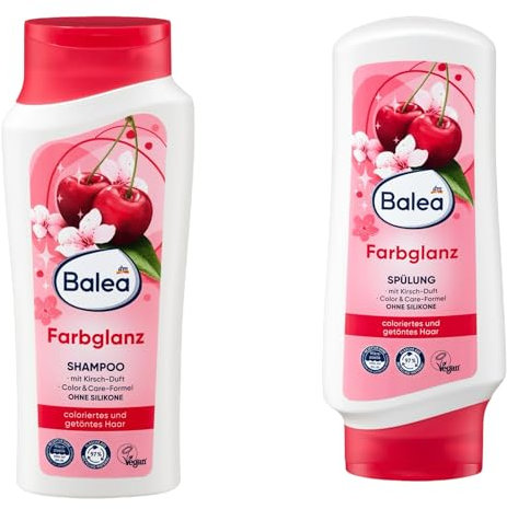 1x Balea Farbglanz Shampoo + 1x Farbglanz Spülung | 2x 300ml | mit Kirschduft | ohne Silikone