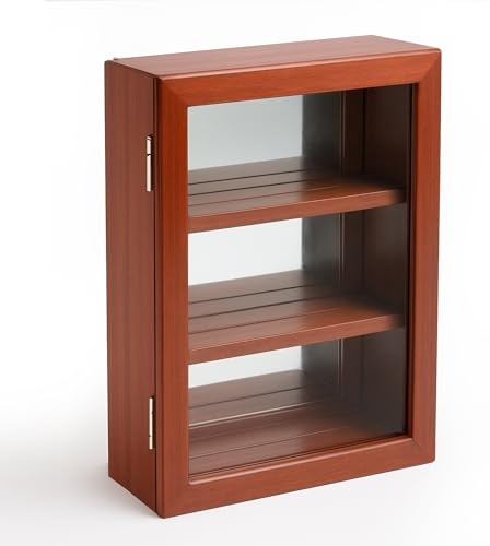 SAFE 5992 - Vitrine murale en bois avec verre véritable et miroir arrière - Pour les ordres et les récompenses - Finition acajou - 35 x 27 x 10 cm