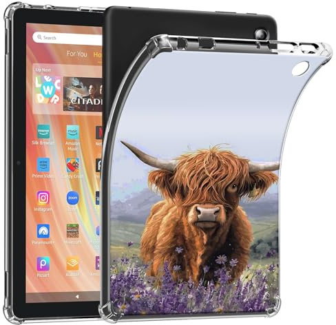 Case for Amazon Kindle Fire Max 11 Tablet (2023 Release 13th Generation)- Clear Slim Lightweight Soft Flexible TPU Bumper Cushioning Protection Shell Cover Case,Scottish Highland Cattle