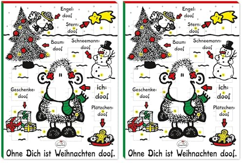 Sheepworld Adventskalender mit Motiv „Ohne Dich ist Weihnachten doof“ | 26 cm x 35 cm, Schokoadventskalender, 75 g | gefüllt mit Schokolade, Kalender für Kinder, lustiges Design | 51126