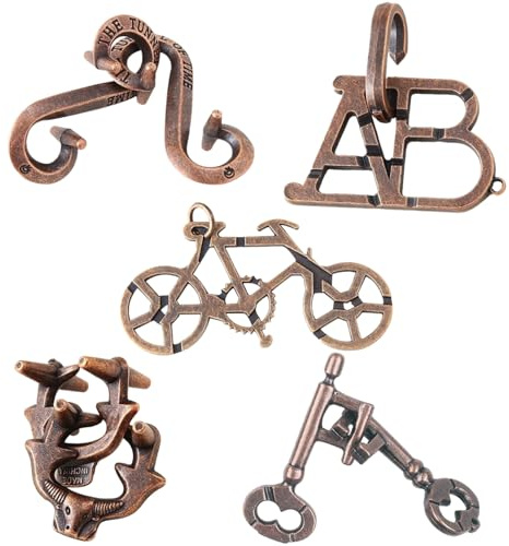 Lock Puzzle, 5Pcs Brain Teaser Puzzles, Alloy Metal Puzzle Games Toys 3D Unlock Interlock Educational Toys Mind Puzzles Brain Teaser for Adults, Kids