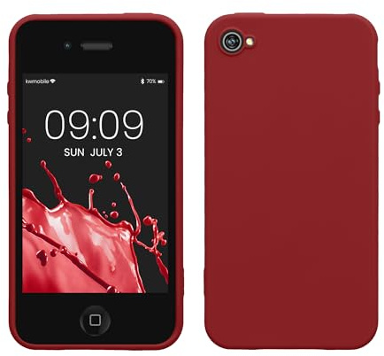 kwmobile Hülle für Apple iPhone 4 / 4S TPU Case - Handyhülle unterstützt kabelloses Laden, Flexible Schutzhülle, gummiertes Cover in Tawny Red