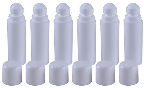 Ticha Lot de 6 flacons roll-on vides en plastique de 100 ml, pour le stockage de déodorants liquides à base d'huiles essentielles.
