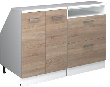 Vicco Küchenschrank für Dachschrägen R-Line, Sonoma, 120 cm 2er Set Schrankkorpuss 60 cm Tiefe, geeignet für schräge Wände und Variable Küchenmontage