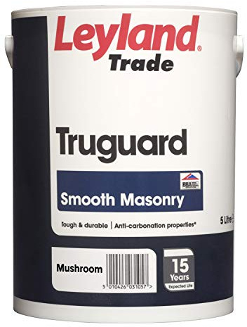 Leyland Trade - Exterior Smooth Masonry Paint - Mushroom - 5L | Smooth Finish, Suitable for Brick, Concrete, Patio & Walls, Resists Dirt & Polution, Weather Resistant