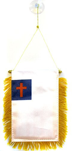 AZ FLAG - Wimpel Christliche Religion - 15x10 cm - Christentum Mini Flagge 10 x 15 Cm - Auto Pennant Spezielle Auto