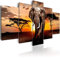 decomonkey Bilder Afrika Tiere 200x100 cm 5 Teilig Leinwandbilder Bild auf Leinwand Wandbild Kunstdruck Wanddeko Wand Wohnzimmer Wanddekoration Deko