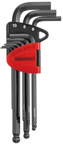 Teng Tools Unbrakonøglesæt 9-Piece 1499MM Black Chrome Molybdenum Steel Metric Hex Key Set