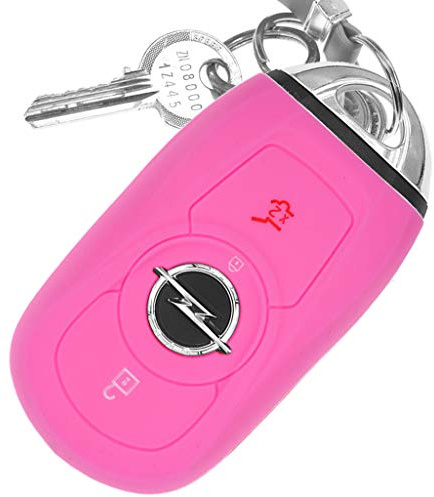 Auto Schlüssel Hülle Silikon Schutz Cover Rosa kompatibel mit Opel Astra K Insignia B Corsa E Zafira GTC Mokka X