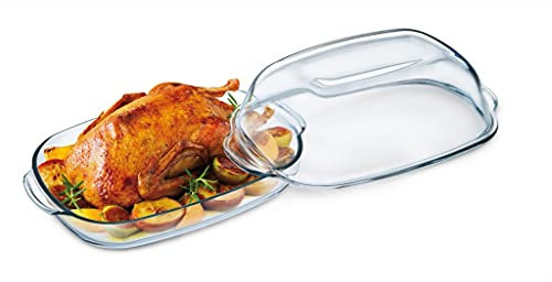 Simax Casserole Dish For Oven, 8 Quart Glass Baking Dish With High Lid Set, Microwave, Oven, and Dishwasher Safe Cookware, Borosilicate Glassware, Large Baking Dish