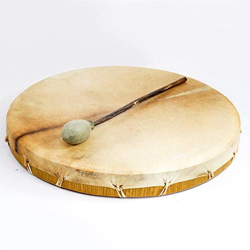 Terré Schamanentrommel Ø 50 cm Rahmentrommel - im MYSEVENDO Set - Mehrschicht-Holzrahmen Mahagoni (Legal Wood) Rund Ziegenhaut Shaman Drum Goat Skin inklusive Gratis-Schlägel