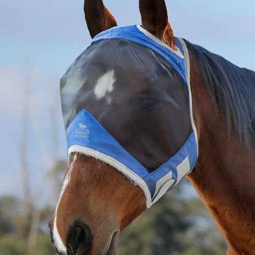 Harrison Howard CareMaster Pro Luminous Fliegenmaske UV-Schutz Fleece-Polsterung Standard Marineblau Vollblut (M)