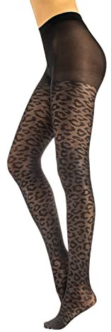 CALZITALY Panti Medias Leopardo | Medias Micro Rejilla | Negro | S/M, L/XL | 50 DEN | Made in Italy (L/XL, Negro)