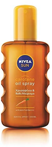 Nivea Sun Carotene Deep Tanning Oil Spray NO SPF, Golden & Lond-Lasting Tan 200ml