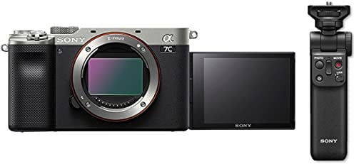 Sony Alpha 7C | Appareil Photo numérique Hybride à Objectif Interchangeable à capteur Plein Format Argent + poignée trépied