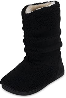 Polar Mens Slipper Sherpa Boots Memory Foam Indoor Bootie Slipper with Anti-Slip Rubber Sole Soft, Warm and Fluffy House Slipper Ankle Boot Slippers - Black - AYC0960/UK10